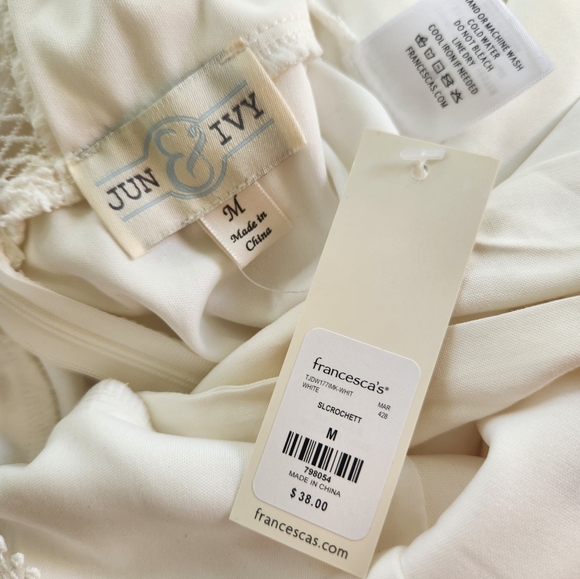 NWT Francesca's Collection Jun & Ivy Lace Ruffle Crochet Blouse Top - Picture 6 of 8